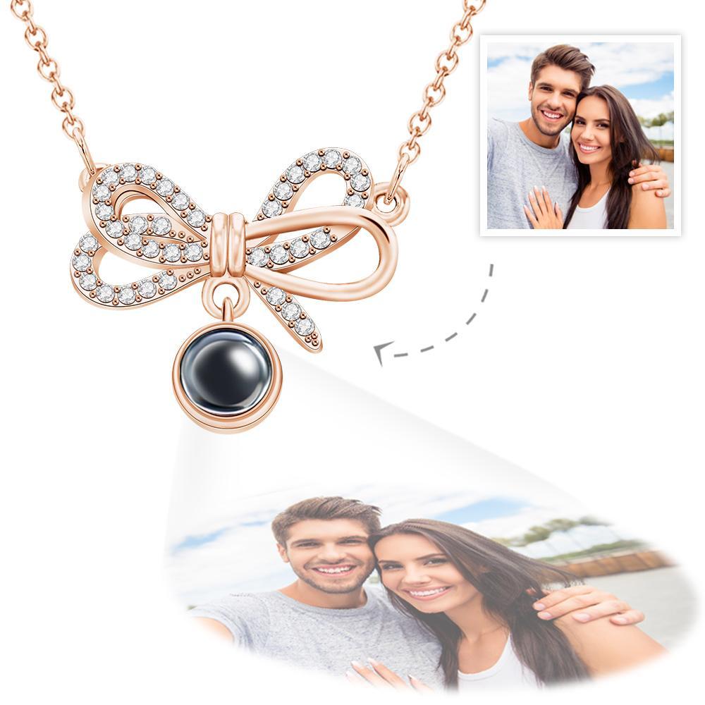 Bow Photo Projection Necklace Customized Elegant Picture Inside Jewelry Valentine's Day Gifts - yournamenecklaceuk