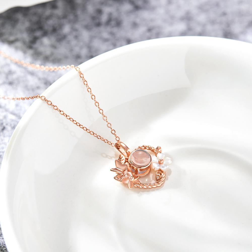 Custom Projection Necklace Heart-shaped Flowers Design Gifts - yournamenecklaceuk