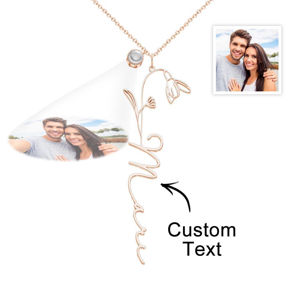 Custom Birth Flower Photo Projection Name Necklace Creative Gift for Women - yournamenecklaceuk