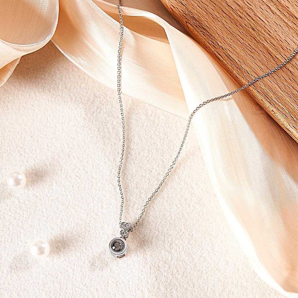 Custom Photo Projection Necklace Heart Exquisite Diamond Gifts - yournamenecklaceuk