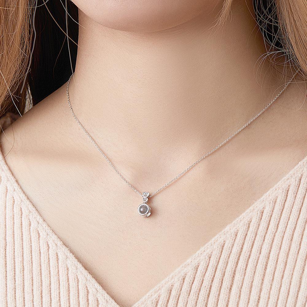Custom Photo Projection Necklace Heart Exquisite Diamond Gifts - yournamenecklaceuk