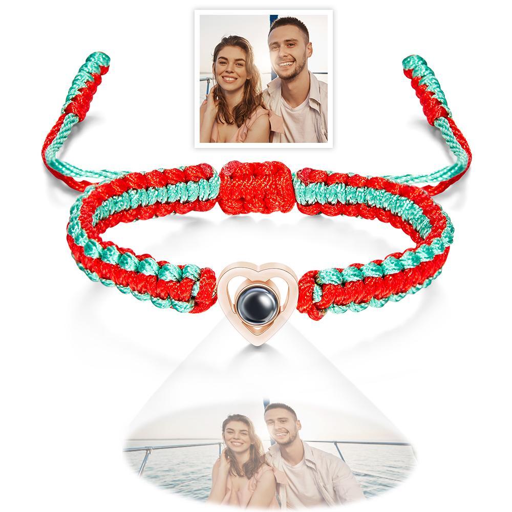 Custom Projection Photo Bracelet Weave Heart-shaped Commemorate Gifts - yournamenecklaceuk