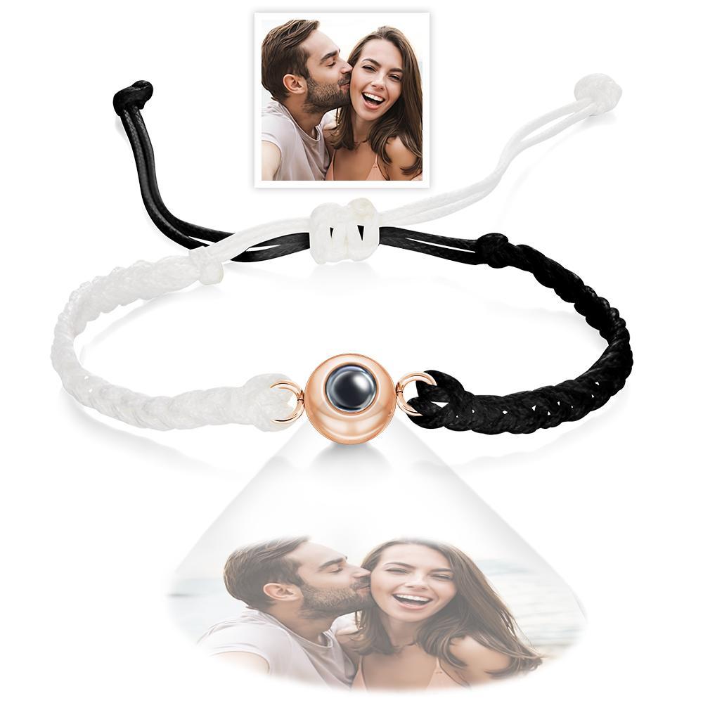 Custom Photo Projection Bracelet Black and White Colorblock Bracelet Creative Gift - yournamenecklaceuk
