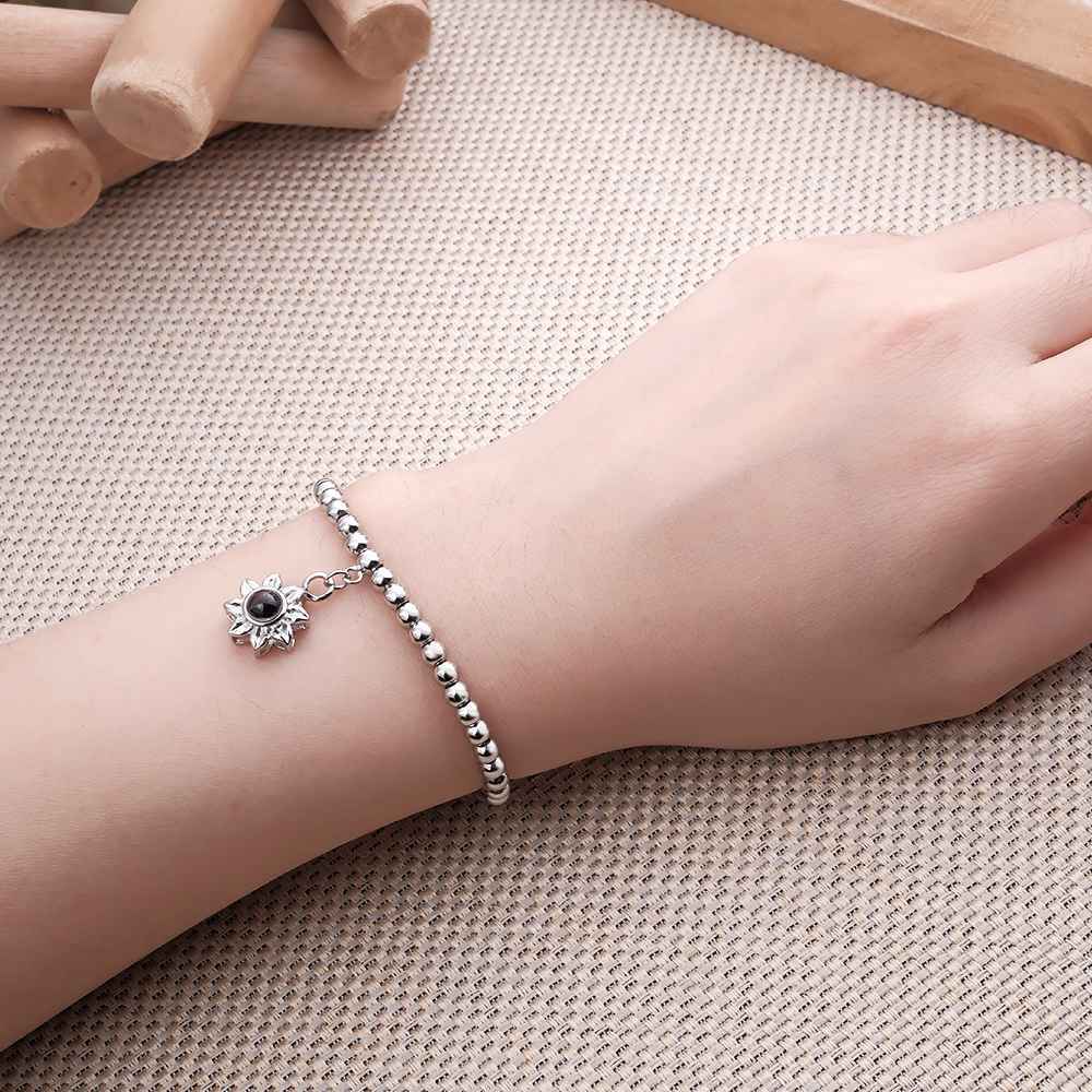 Personalized Photo Projection Sunflower Bracelet Exquisite Memorial  Bracelet Jewelry For Her - yournamenecklaceuk