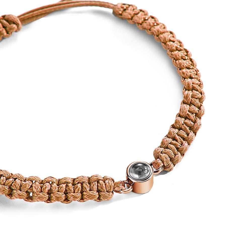 Personalized Braided Photo Projection Bracelet Fishtail Rope Men's Bracelet Hand Braided Bracelet Father's Day Gift for Men - yournamenecklaceuk