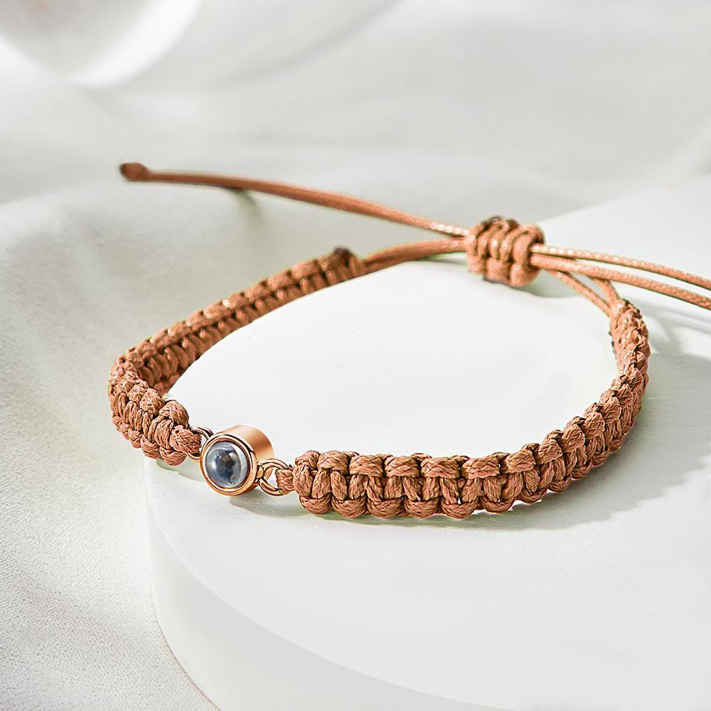 Personalized Braided Photo Projection Bracelet Fishtail Rope Men's Bracelet Hand Braided Bracelet Father's Day Gift for Men - yournamenecklaceuk