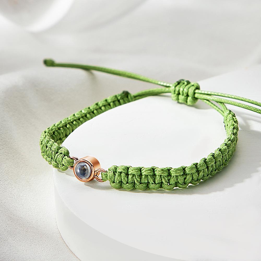 Personalized Braided Photo Projection Bracelet Fishtail Rope Men's Bracelet Hand Braided Bracelet Father's Day Gift for Men - yournamenecklaceuk