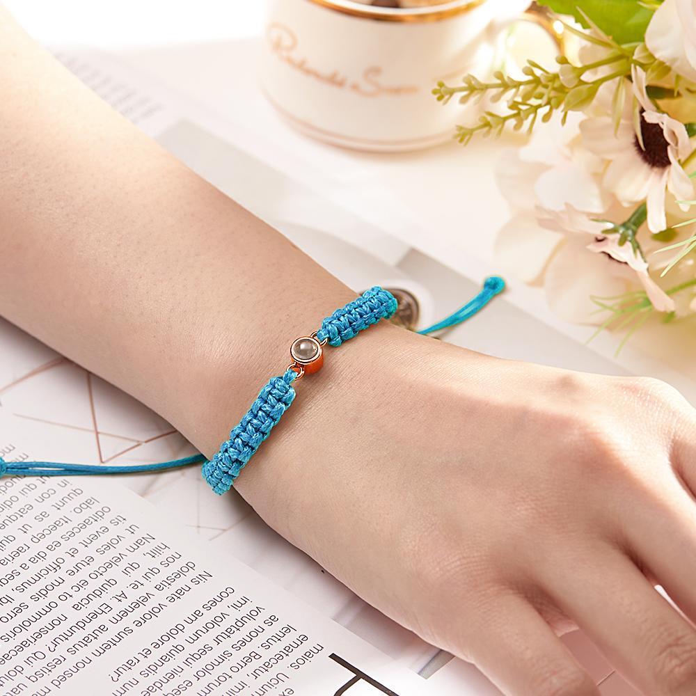 Personalized Braided Photo Projection Bracelet Fishtail Rope Men's Bracelet Hand Braided Bracelet Father's Day Gift for Men - yournamenecklaceuk