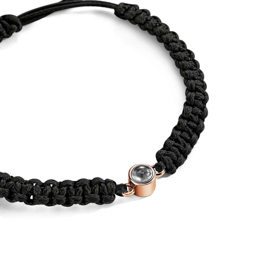 Personalized Braided Photo Projection Bracelet Fishtail Rope Men's Bracelet Hand Braided Bracelet Father's Day Gift for Men - yournamenecklaceuk