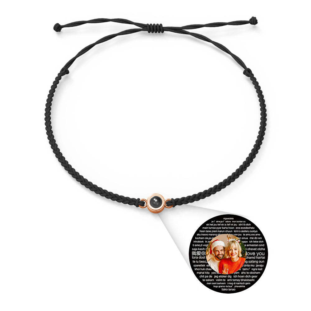 Personalized Photo Projection Charm Bracelet Multiple Colors Styles I love you in 100 languages Minimalist Photo Jewelry Birthday Gift for Her - yournamenecklaceuk