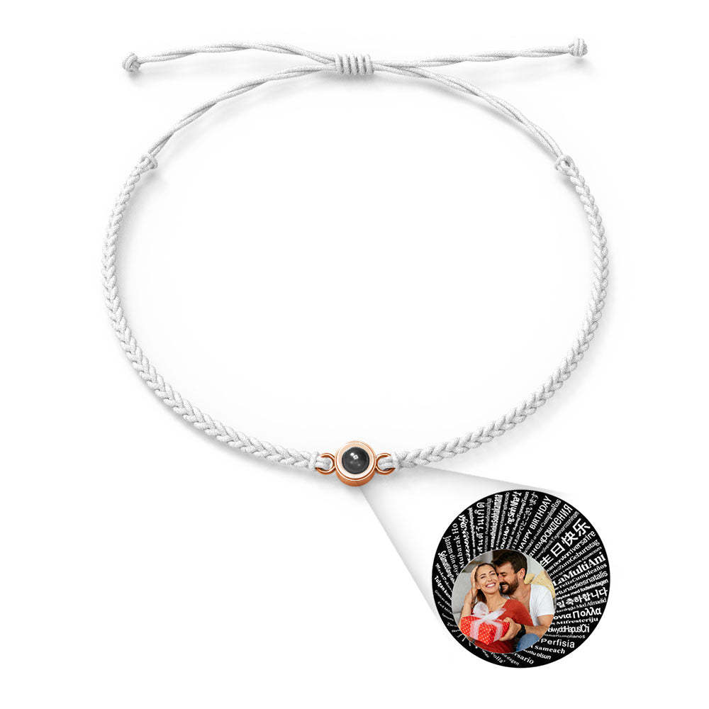 Personalized Photo Projection Charm Bracelet Multiple Colors Styles I love you in 100 languages Minimalist Photo Jewelry Birthday Gift for Her - yournamenecklaceuk