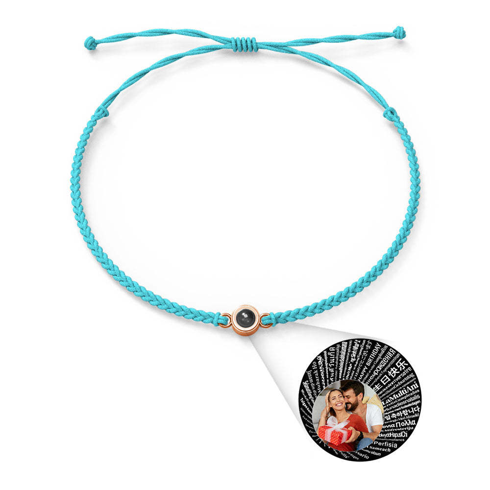 Personalized Photo Projection Charm Bracelet Multiple Colors Styles I love you in 100 languages Minimalist Photo Jewelry Birthday Gift for Her - yournamenecklaceuk