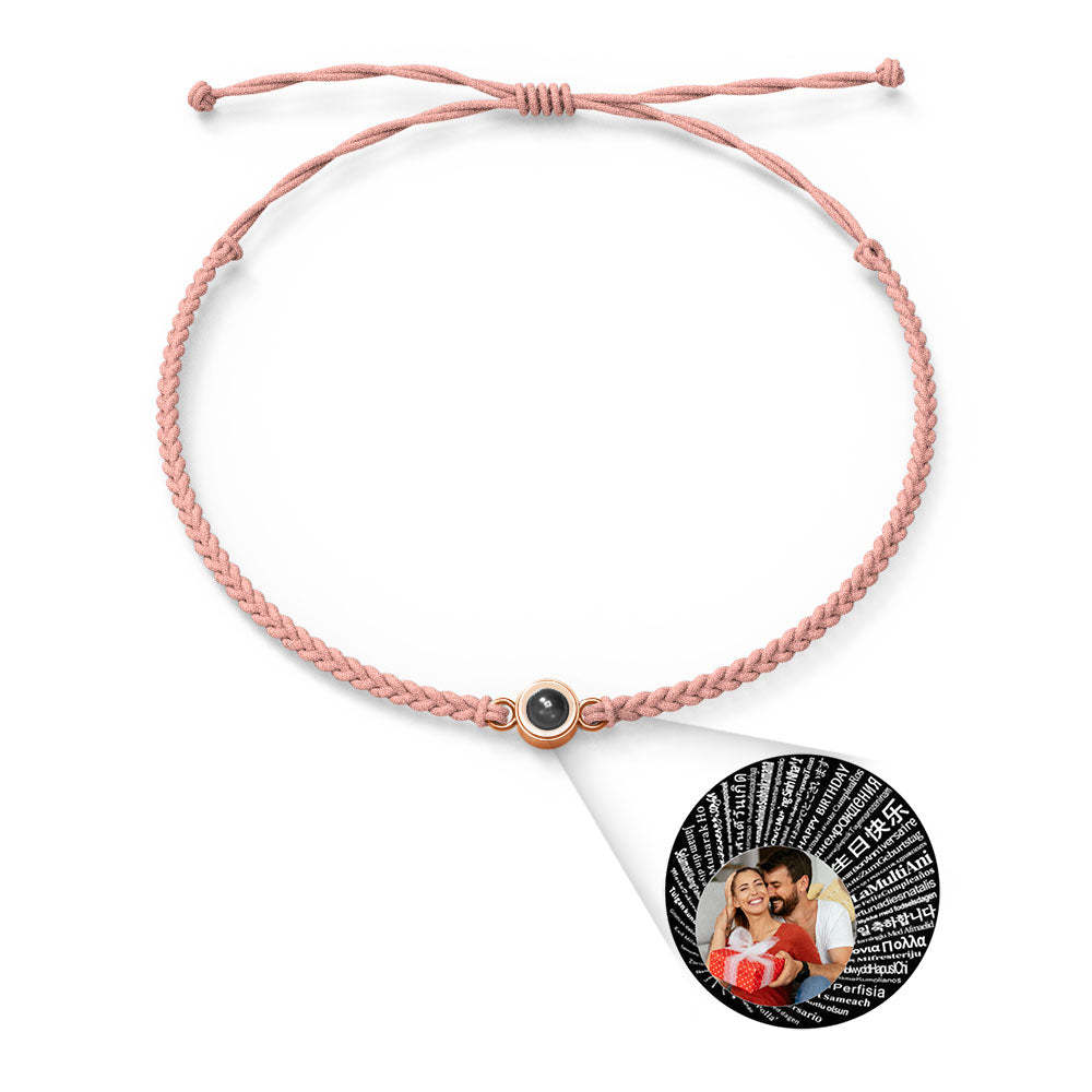 Personalized Photo Projection Charm Bracelet Multiple Colors Styles I love you in 100 languages Minimalist Photo Jewelry Birthday Gift for Her - yournamenecklaceuk