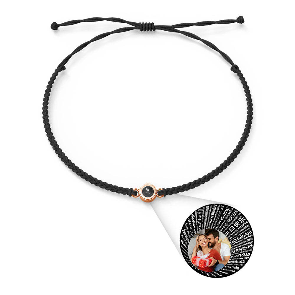 Personalized Photo Projection Charm Bracelet Multiple Colors Styles I love you in 100 languages Minimalist Photo Jewelry Birthday Gift for Her - yournamenecklaceuk