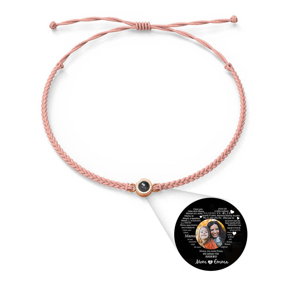 Personalized Photo Projection Charm Bracelet Multiple Colors Styles I love you in 100 languages Minimalist Photo Jewelry Birthday Gift for Her - yournamenecklaceuk