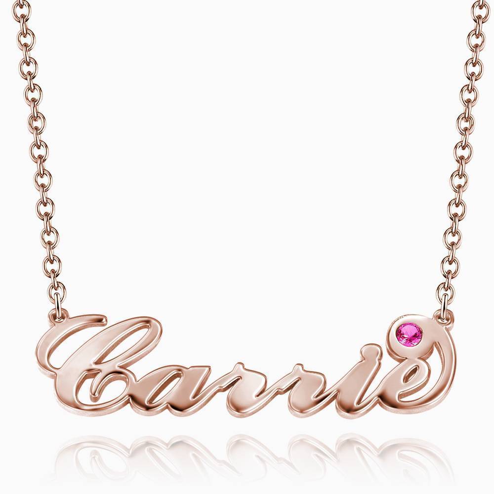 Personalized Birthstone Birthday Gift Name Necklace Rose Gold