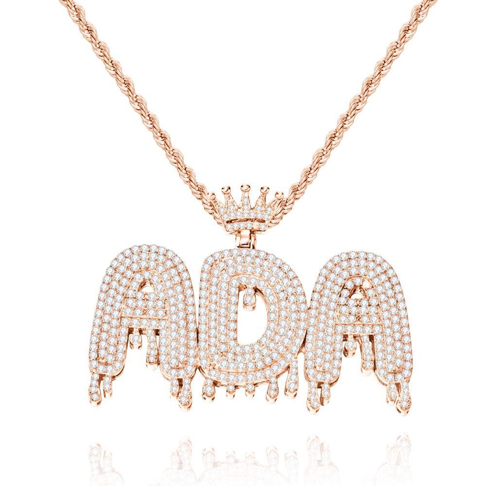Custom Initial Letter Necklace Personalized Bling Name Pendant Hip Hop Necklace for Men Women - yournamenecklaceuk