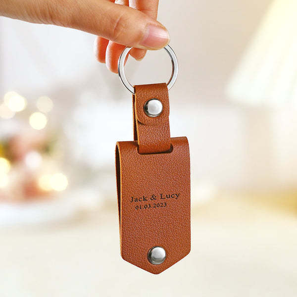 Couple Gifts Custom Leather Keychain Personalized Engrave Keychain Anniversary Gift For Couple - yournamenecklaceuk