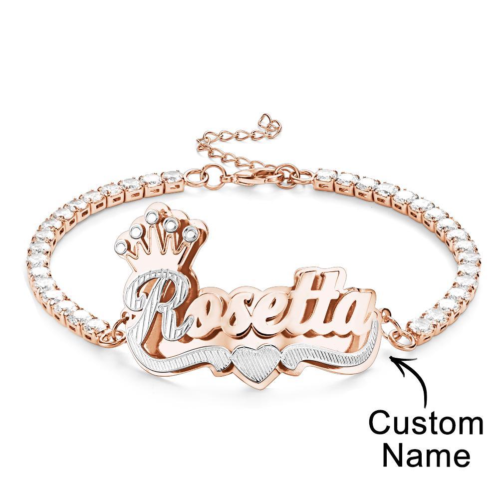 Personalized Hip Hop Name Bracelet With Crown Adjustable Zircon Bracelet Jewelry Gifts For Men - yournamenecklaceuk