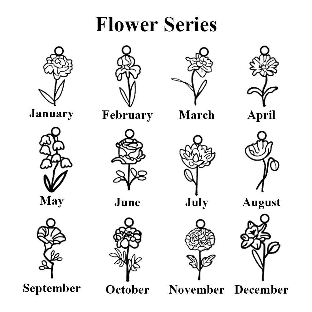 Custom Text Birth Flower Necklace with Birthstone Personalized Gift for Mom - yournamenecklaceuk