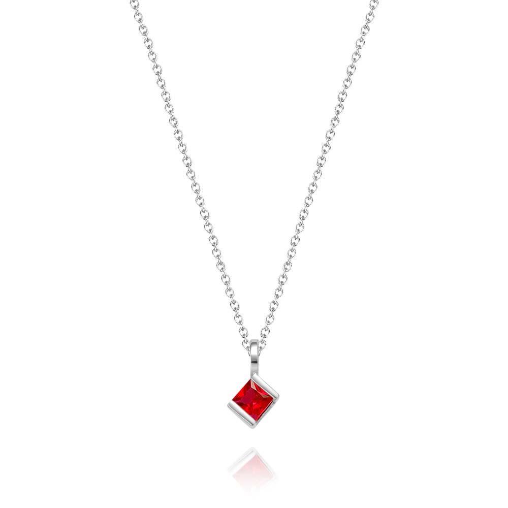 Personalized Birthstone Strip Necklace Colorful Square Diamond Pendant Gifts For Her - yournamenecklaceuk