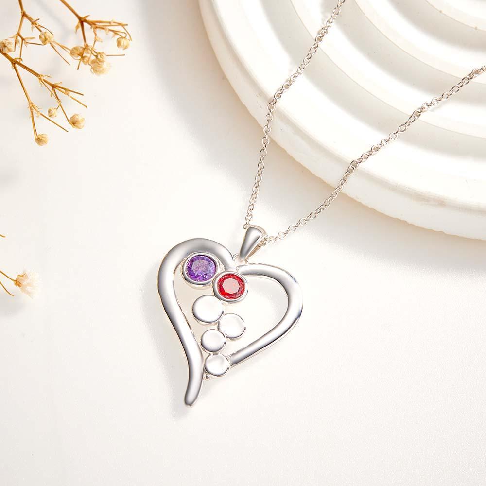 Personalized Birthstone Necklace Optional Quantity Diamonds Heart-shaped Pendant Jewelry For Her - yournamenecklaceuk