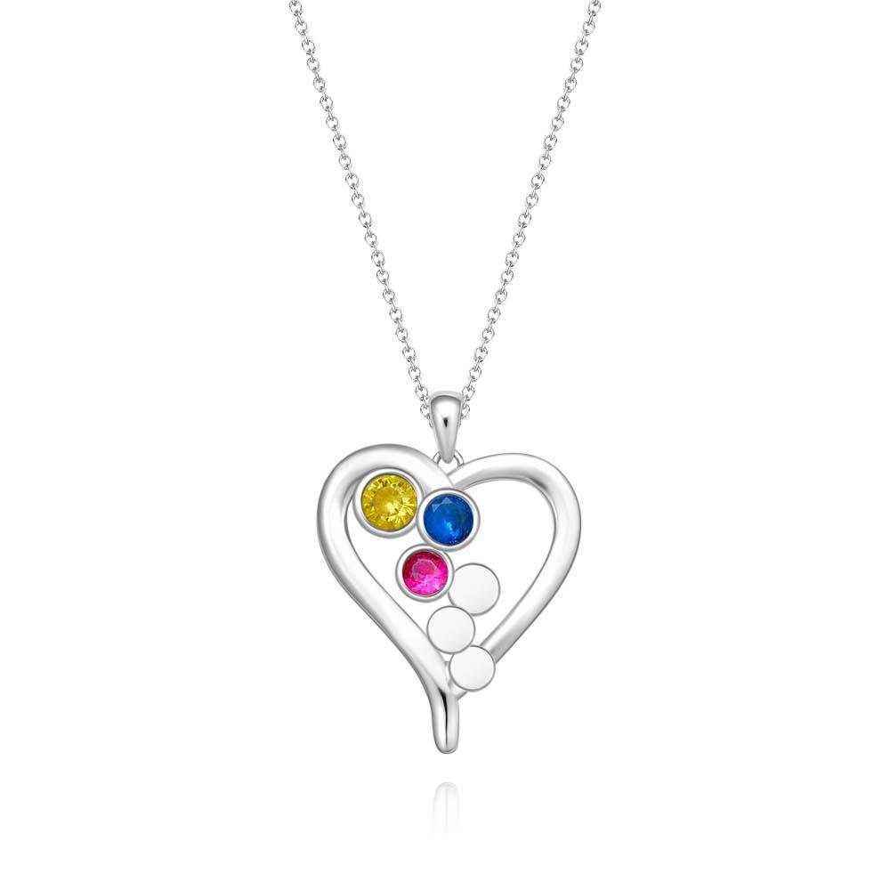 Personalized Birthstone Necklace Optional Quantity Diamonds Heart-shaped Pendant Jewelry For Her - yournamenecklaceuk