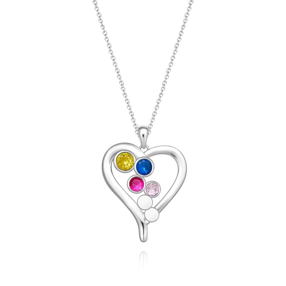 Personalized Birthstone Necklace Optional Quantity Diamonds Heart-shaped Pendant Jewelry For Her - yournamenecklaceuk