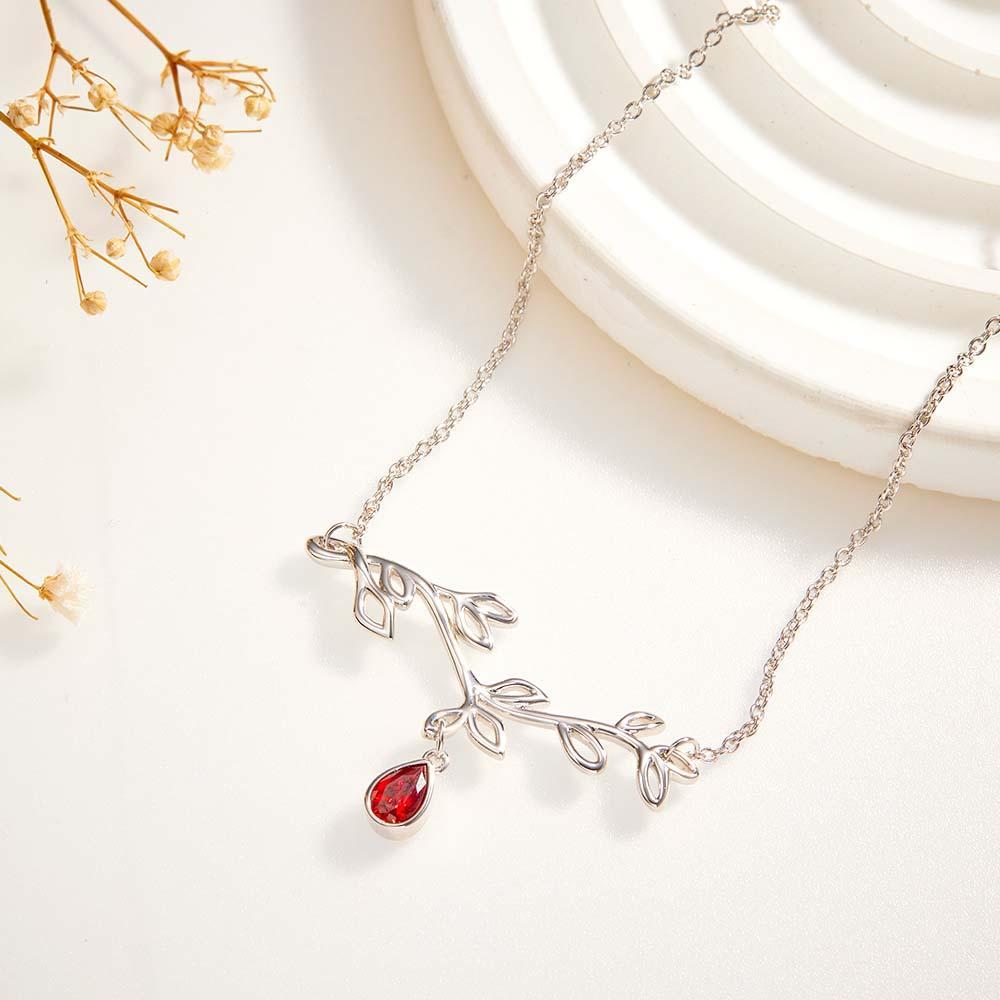 Custom Birthstone Necklace Optional Quantity Diamonds Tree Pendant Fashionable Gifts For Her - yournamenecklaceuk