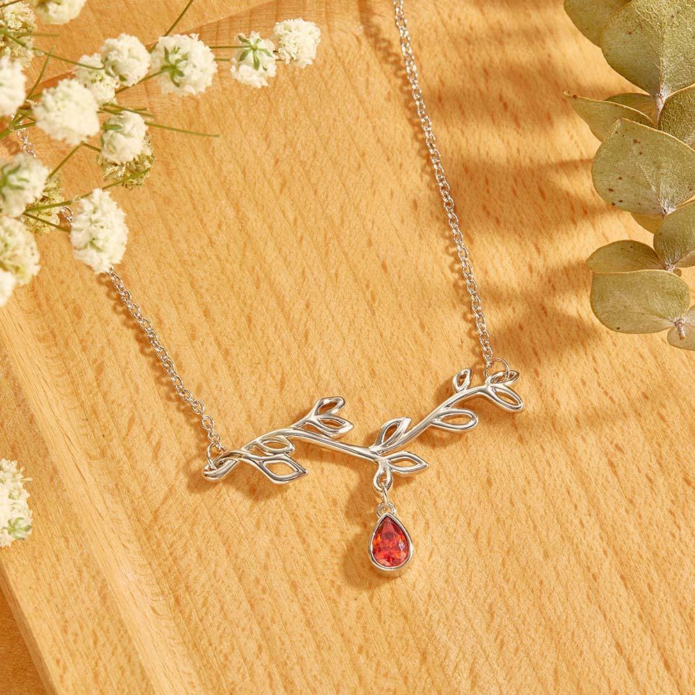 Custom Birthstone Necklace Optional Quantity Diamonds Tree Pendant Fashionable Gifts For Her - yournamenecklaceuk