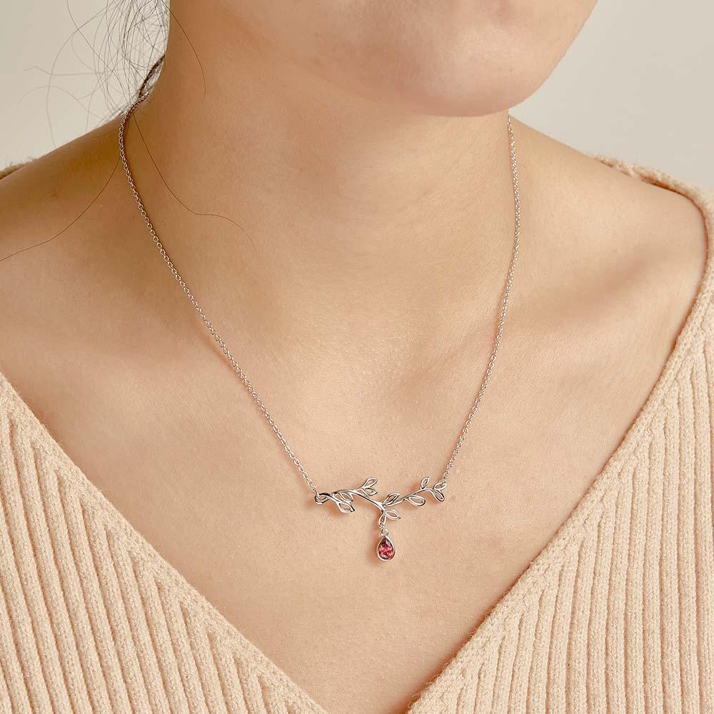 Custom Birthstone Necklace Optional Quantity Diamonds Tree Pendant Fashionable Gifts For Her - yournamenecklaceuk