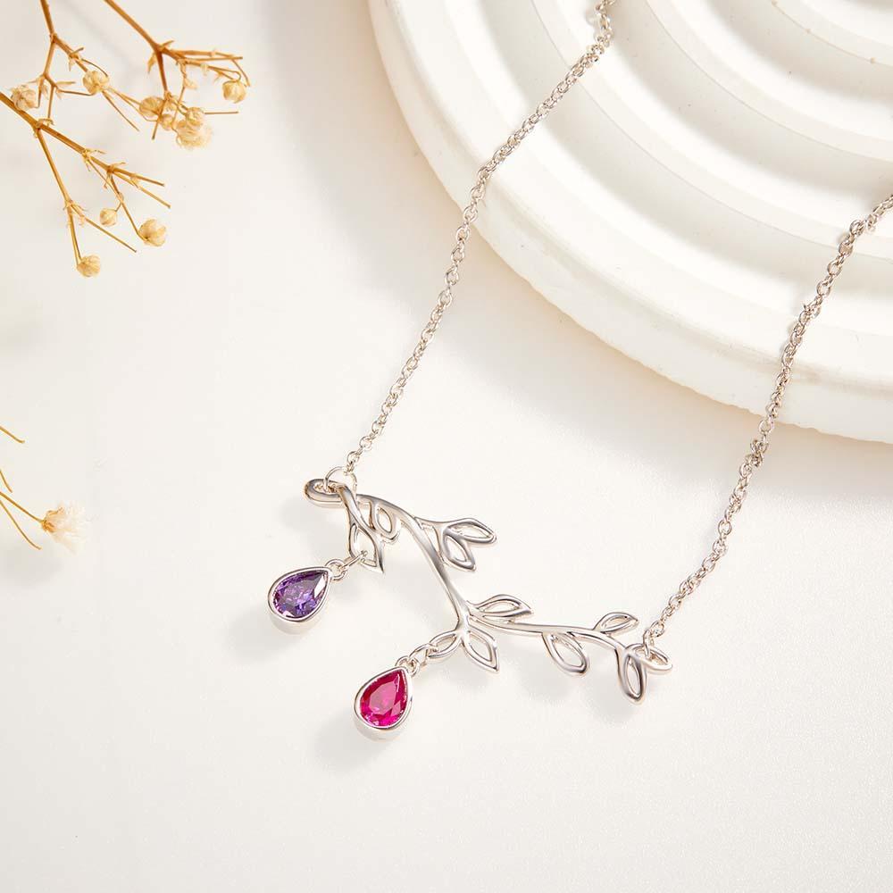 Custom Birthstone Necklace Optional Quantity Diamonds Tree Pendant Fashionable Gifts For Her - yournamenecklaceuk