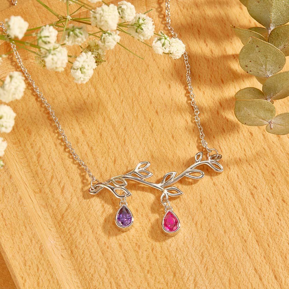 Custom Birthstone Necklace Optional Quantity Diamonds Tree Pendant Fashionable Gifts For Her - yournamenecklaceuk