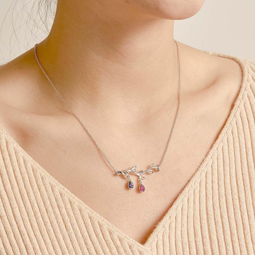 Custom Birthstone Necklace Optional Quantity Diamonds Tree Pendant Fashionable Gifts For Her - yournamenecklaceuk