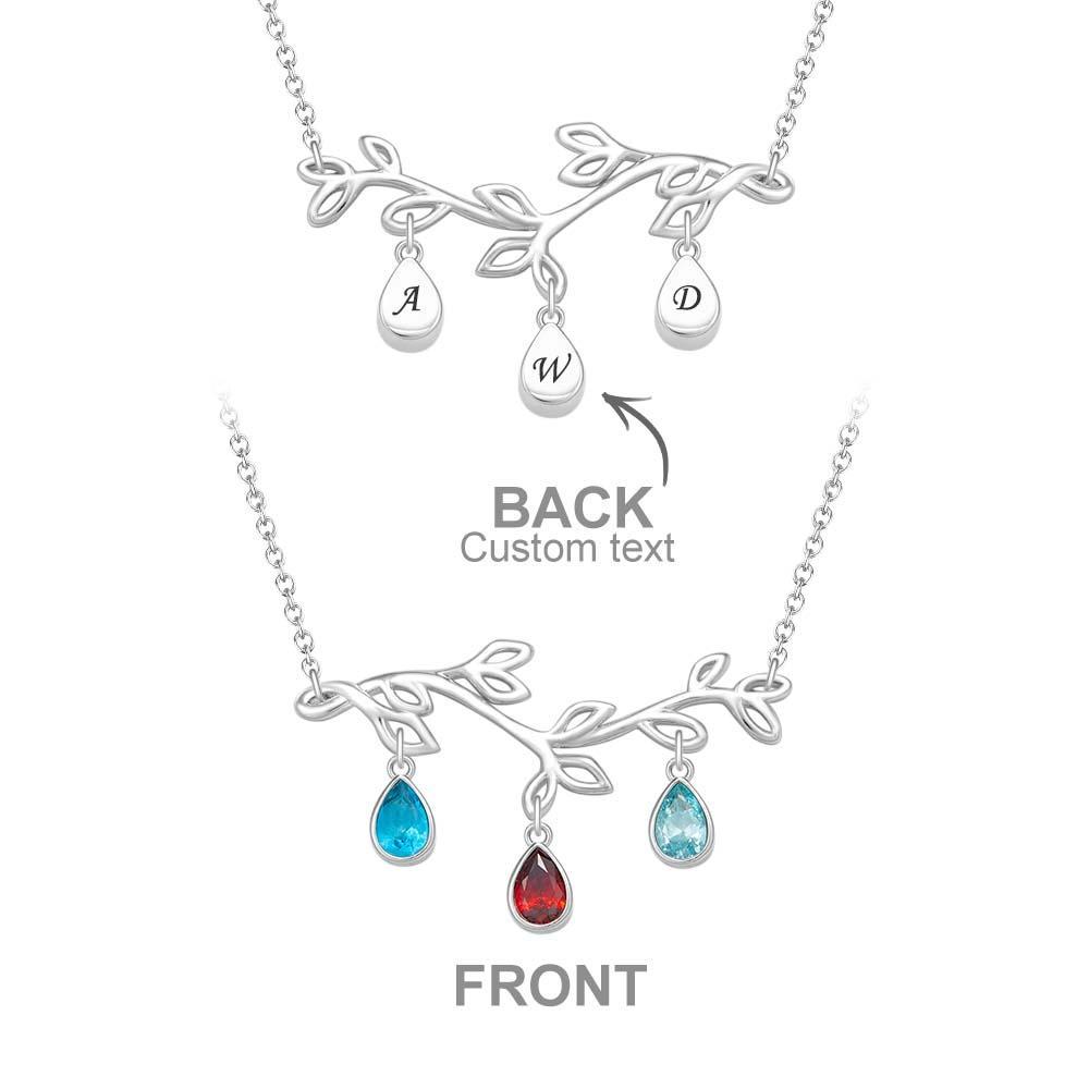 Custom Birthstone Necklace Optional Quantity Diamonds Tree Pendant Fashionable Gifts For Her - yournamenecklaceuk