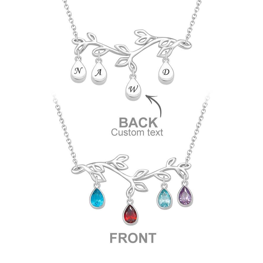 Custom Birthstone Necklace Optional Quantity Diamonds Tree Pendant Fashionable Gifts For Her - yournamenecklaceuk