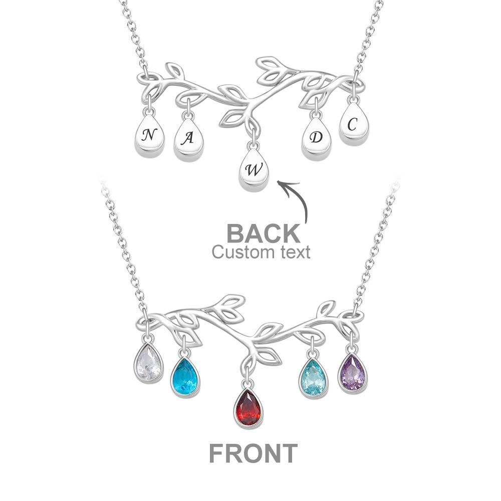 Custom Birthstone Necklace Optional Quantity Diamonds Tree Pendant Fashionable Gifts For Her - yournamenecklaceuk