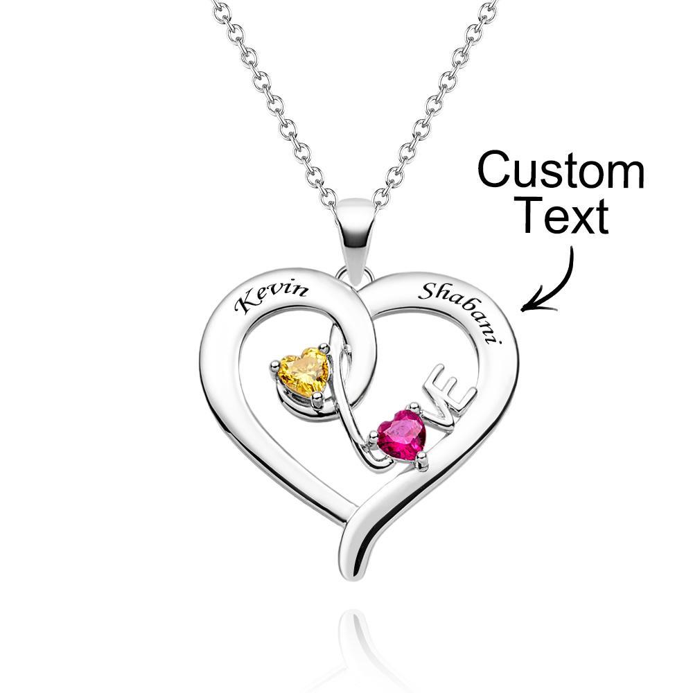 Custom Birthstone Winding Heart Necklace Fashion Show Love Pendant For Couples - yournamenecklaceuk