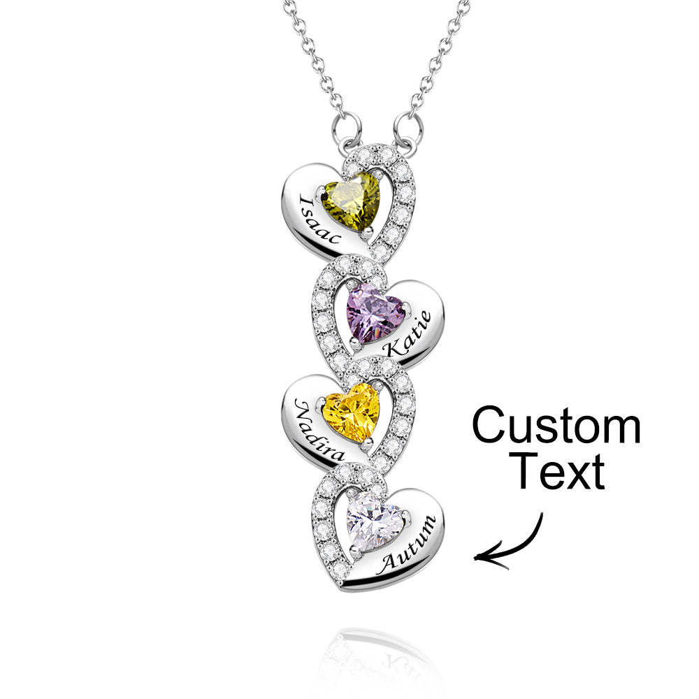 Engravable Birthstone Necklace Charming Heart Zircon Pendant Necklace For Girls - yournamenecklaceuk