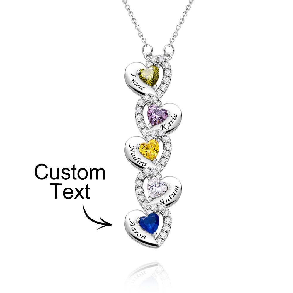 Engravable Birthstone Necklace Charming Heart Zircon Pendant Necklace For Girls - yournamenecklaceuk