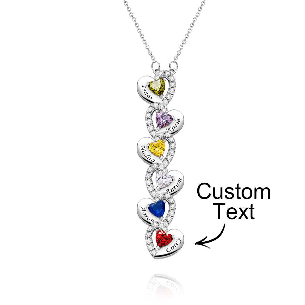 Engravable Birthstone Necklace Charming Heart Zircon Pendant Necklace For Girls - yournamenecklaceuk