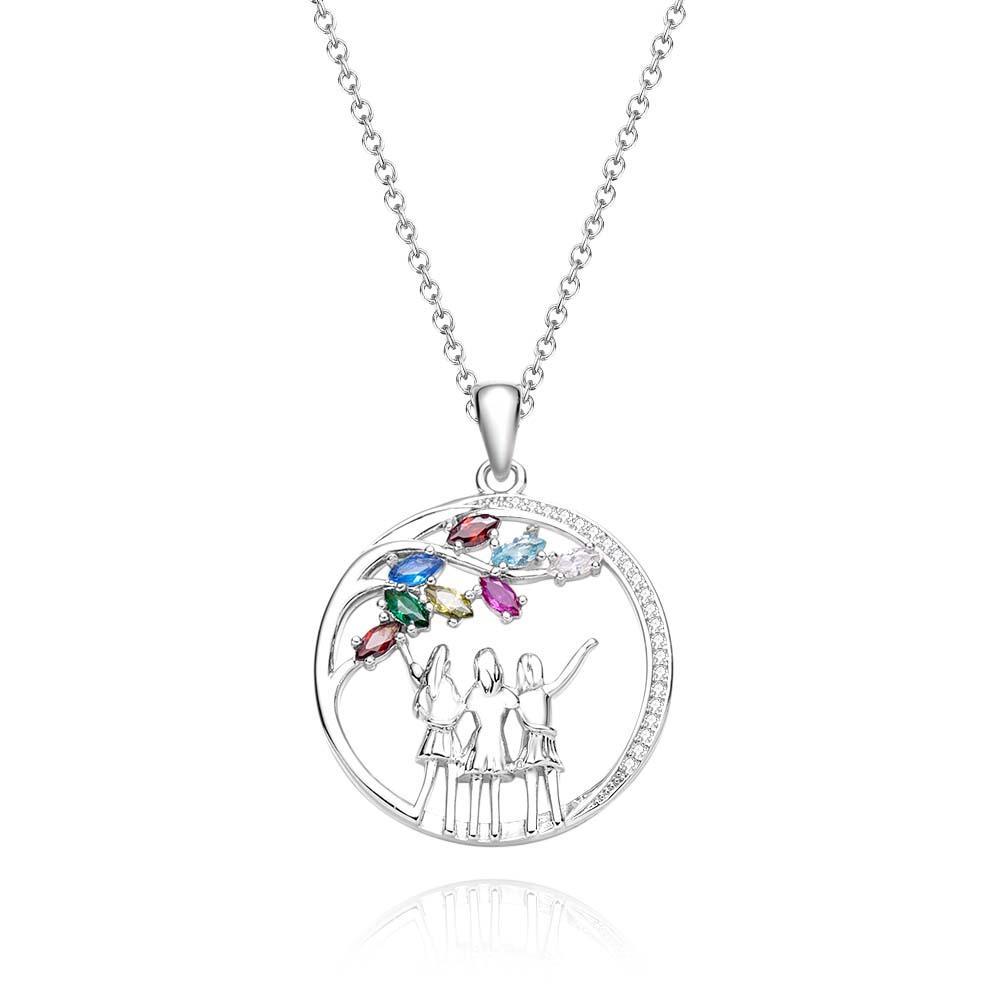 Custom Birthstone Necklace Three Girls Zircon Necklace Jewelry Gifts For Friends - yournamenecklaceuk