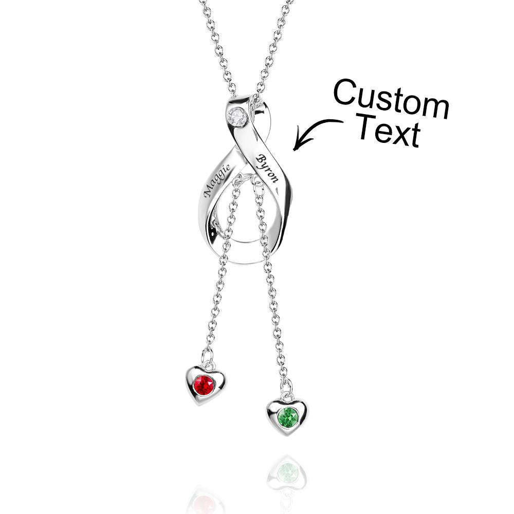 Elegant Engraved Necklace With Heart Birthstone Pendant Jewelry For Her - yournamenecklaceuk