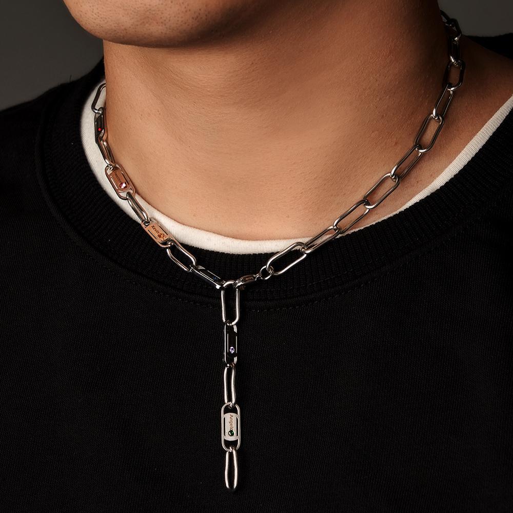Engravable Endless Ties Name Necklace With Birthstone Unique Wear Decoration For Couples - yournamenecklaceuk