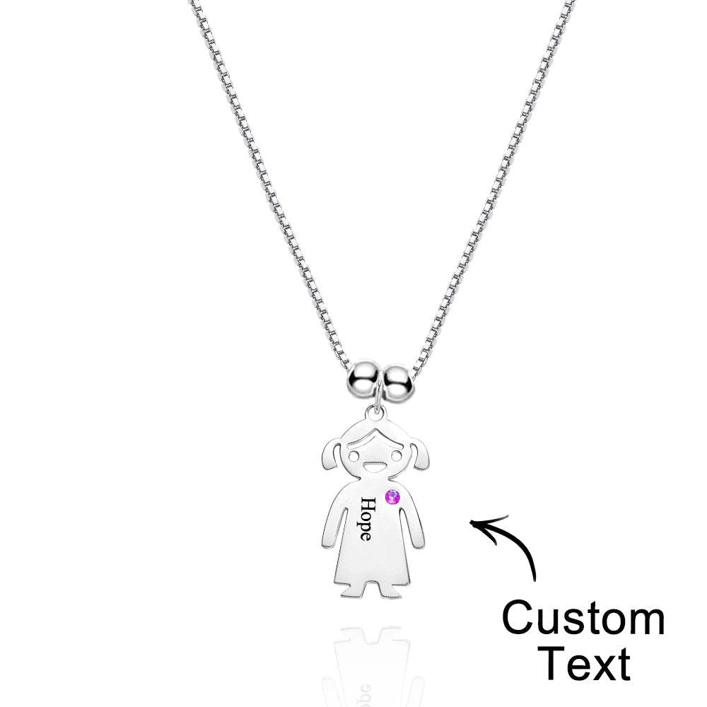 Mother's Necklace with Engravable Birthstone Children's Charms - yournamenecklaceuk