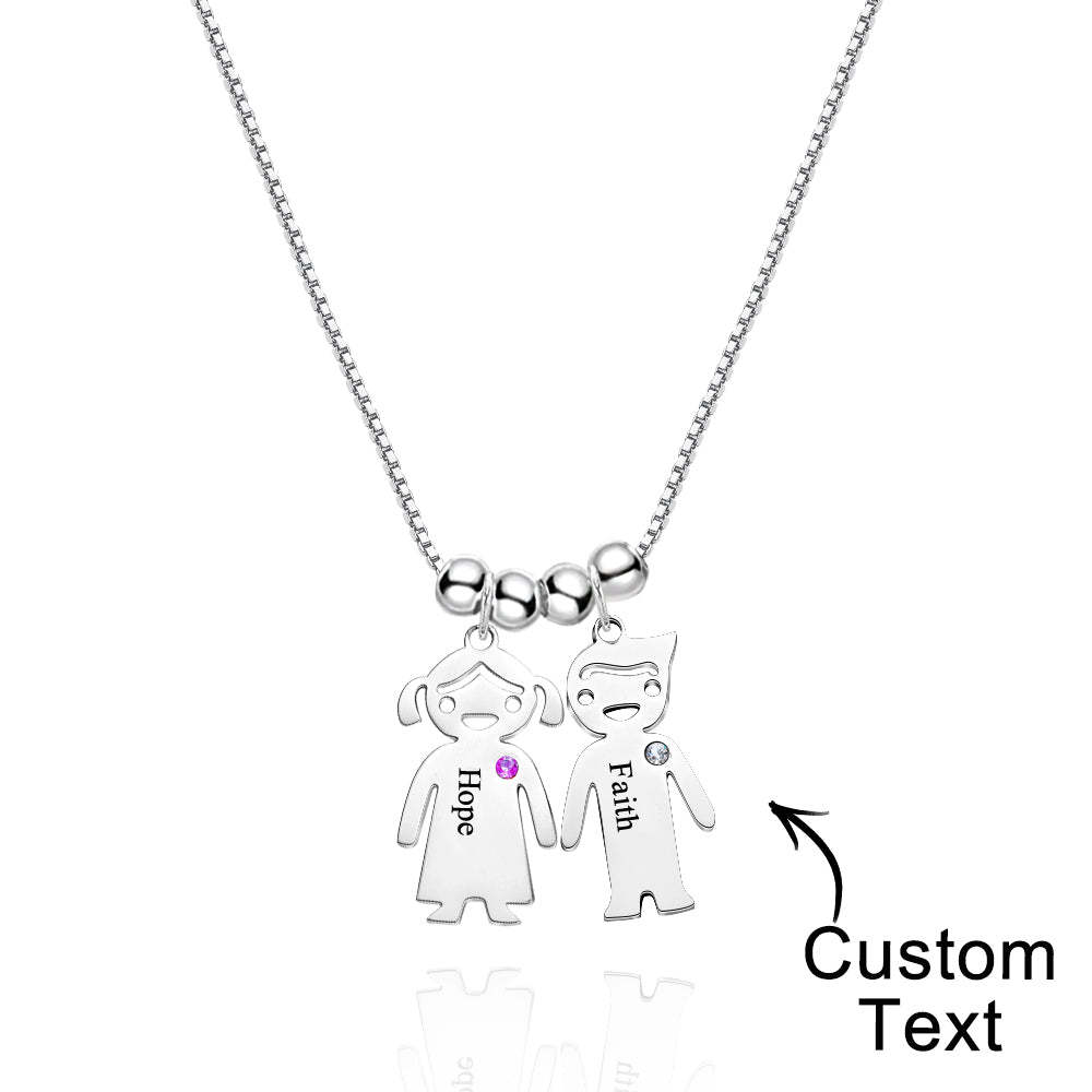 Mother's Necklace with Engravable Birthstone Children's Charms - yournamenecklaceuk