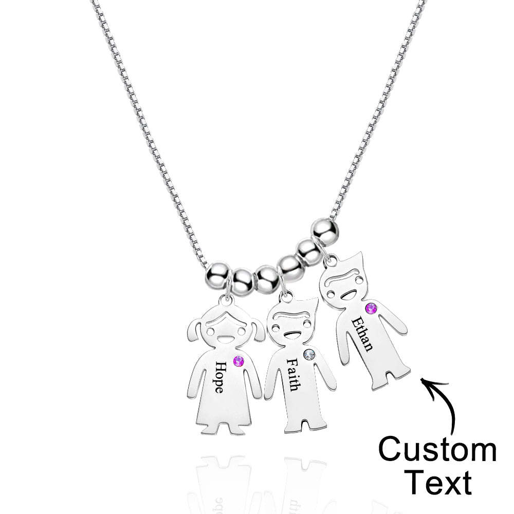 Mother's Necklace with Engravable Birthstone Children's Charms - yournamenecklaceuk