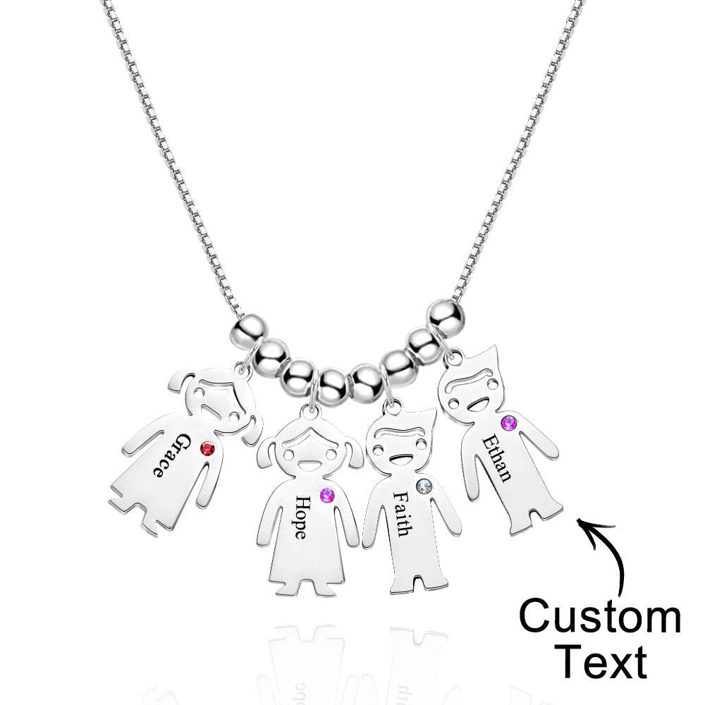 Mother's Necklace with Engravable Birthstone Children's Charms - yournamenecklaceuk