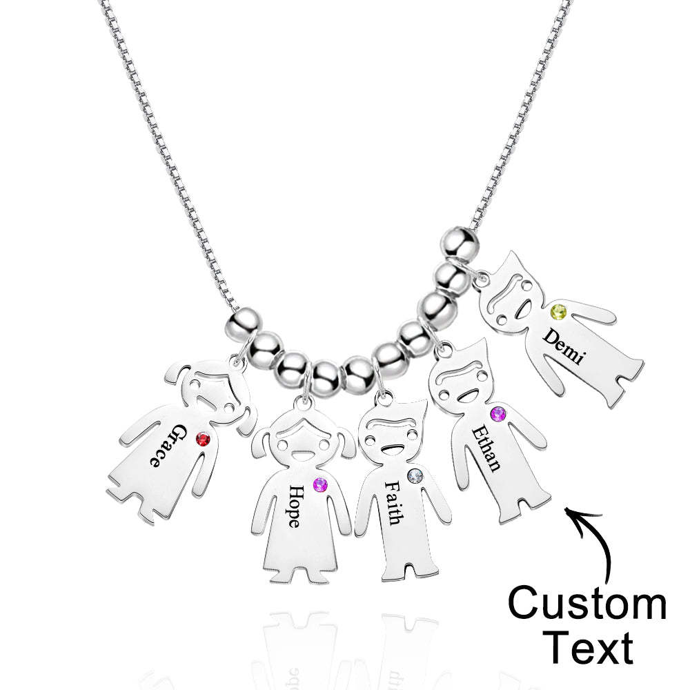 Mother's Necklace with Engravable Birthstone Children's Charms - yournamenecklaceuk