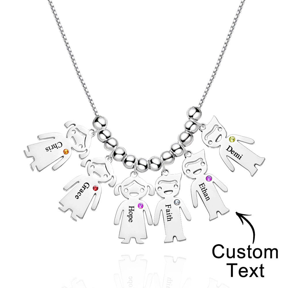 Mother's Necklace with Engravable Birthstone Children's Charms - yournamenecklaceuk